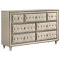 Antonella 7-drawer Upholstered Dresser Ivory and Camel