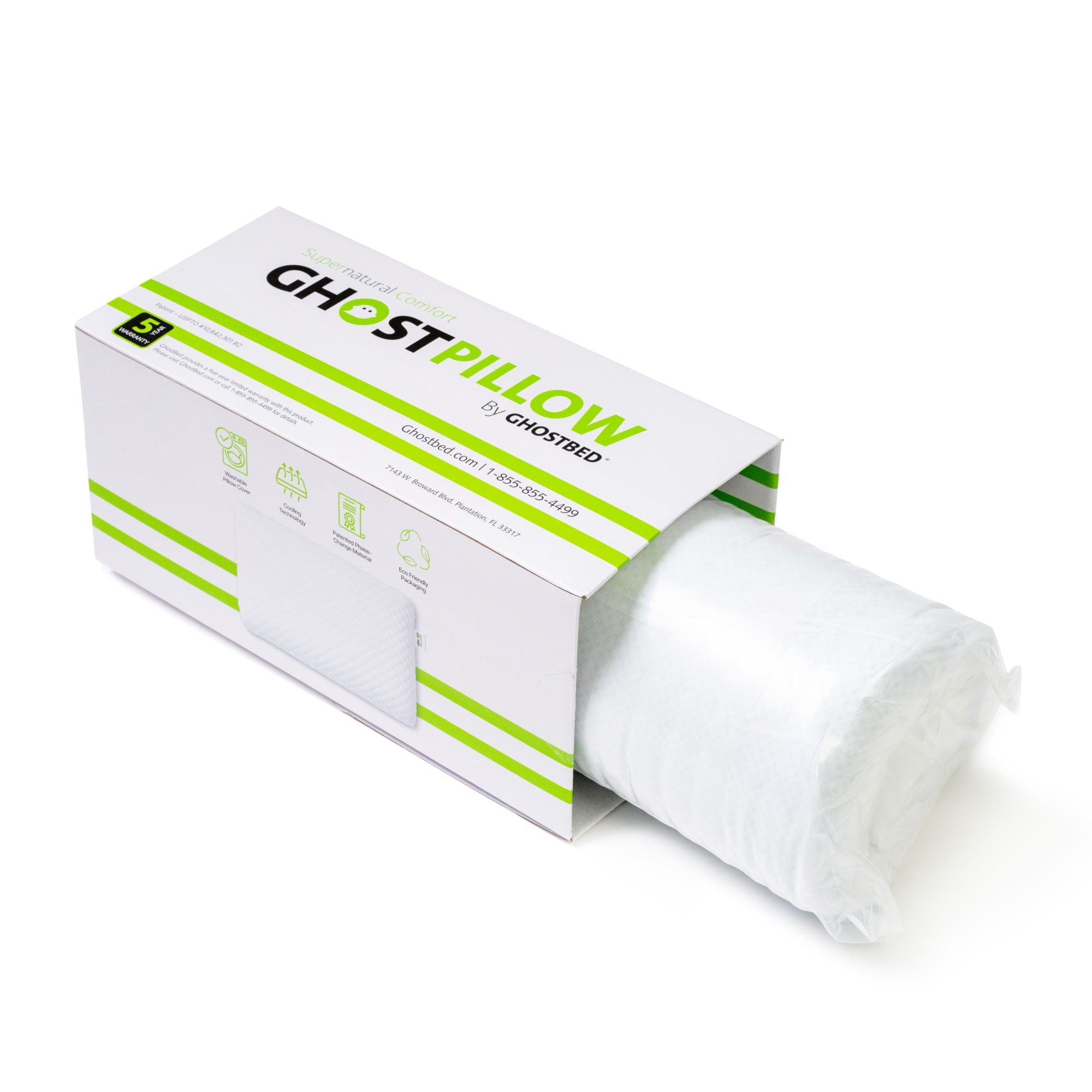 Ghostpillow - Gel Memory Foam Pillow With Cooling Technology, Made Of High Performance Foam - White
