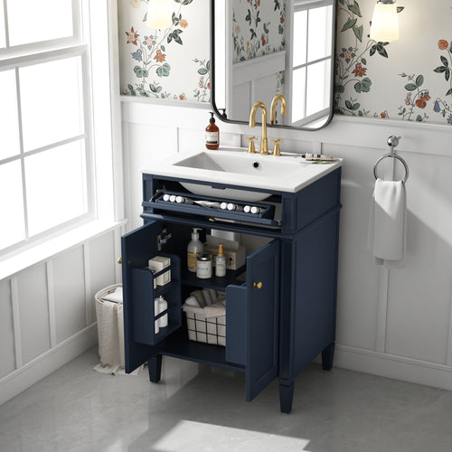 24" Bathroom Vanity with 2 Doors and Tip-Out Drawer