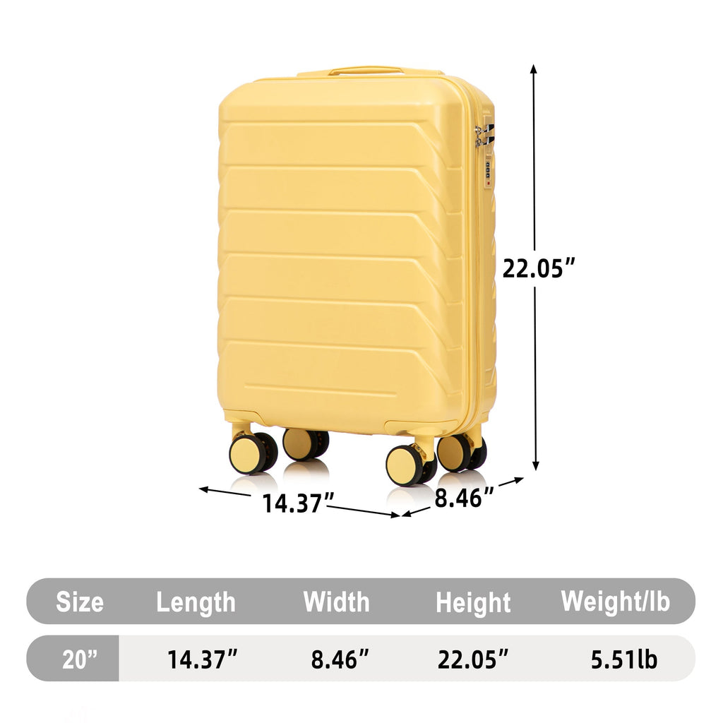 20 Inch ABS Hard Shell Travel Checked Luggage - Yellow