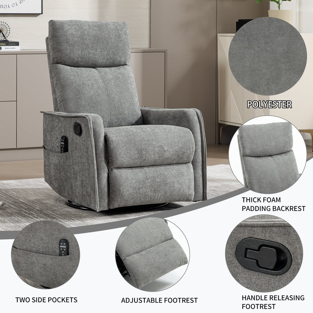 Heat Massage Manual Recliner Chair with Rocker and Swivel