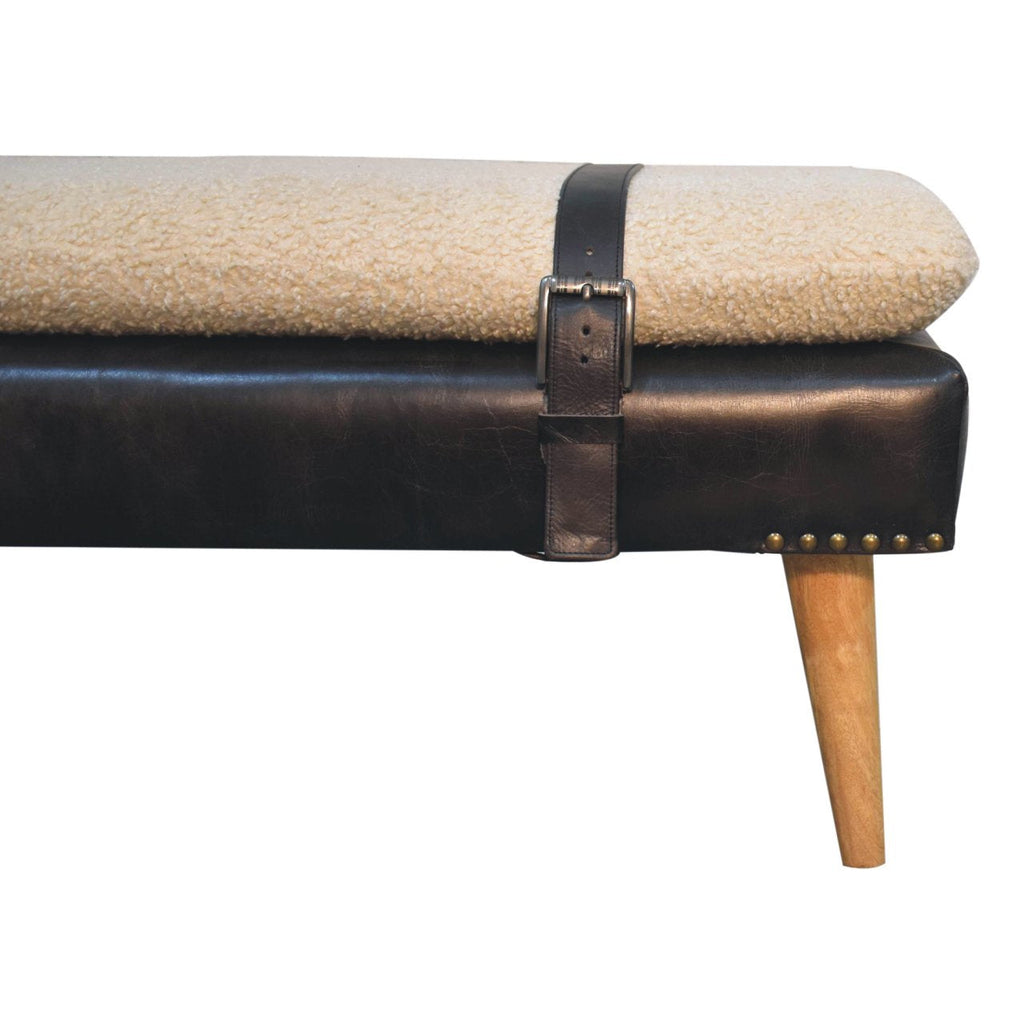 Bouclé Buffalo Hide Bench