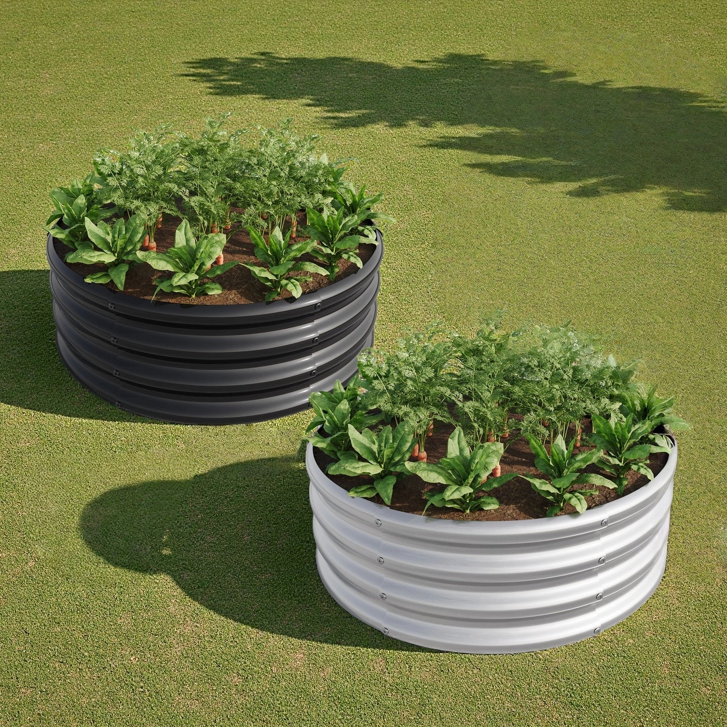 2PCS Tall Round Metal Raised Garden Beds