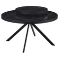 Briggs Round Marble Printed Glass Top Coffee Table Black