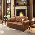 63" Upholstered Faux Leather Sofa with Nailhead Trim