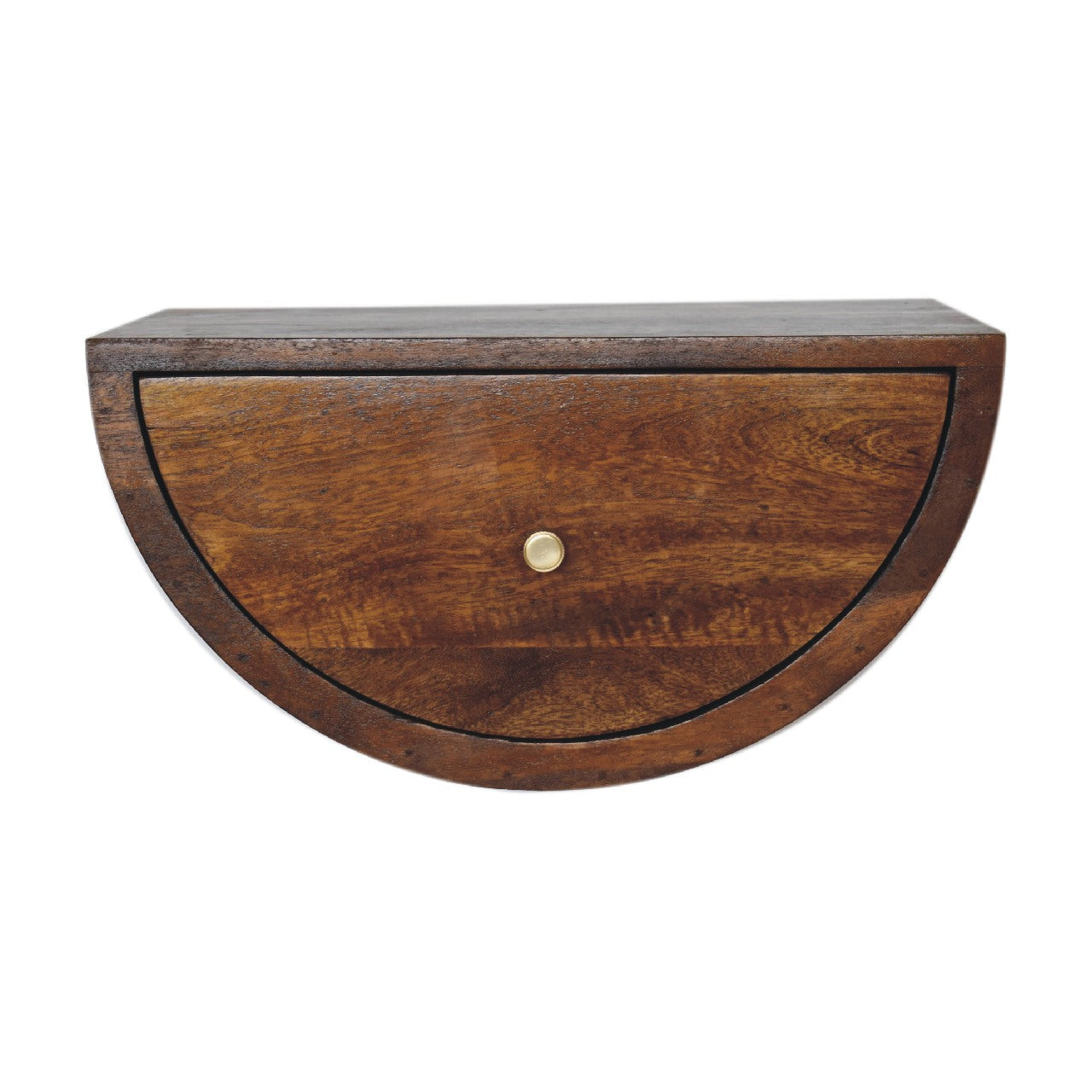Solid Wood Chestnut Crescent Floating Nightstand