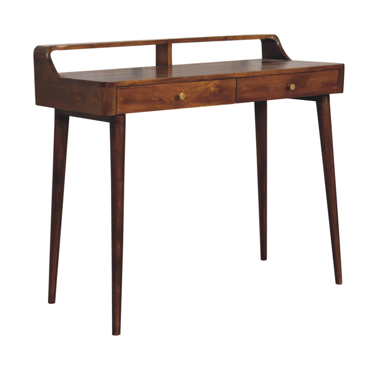 Elevated Chestnut Console Table, 2-Drawers, Nordic Legs
