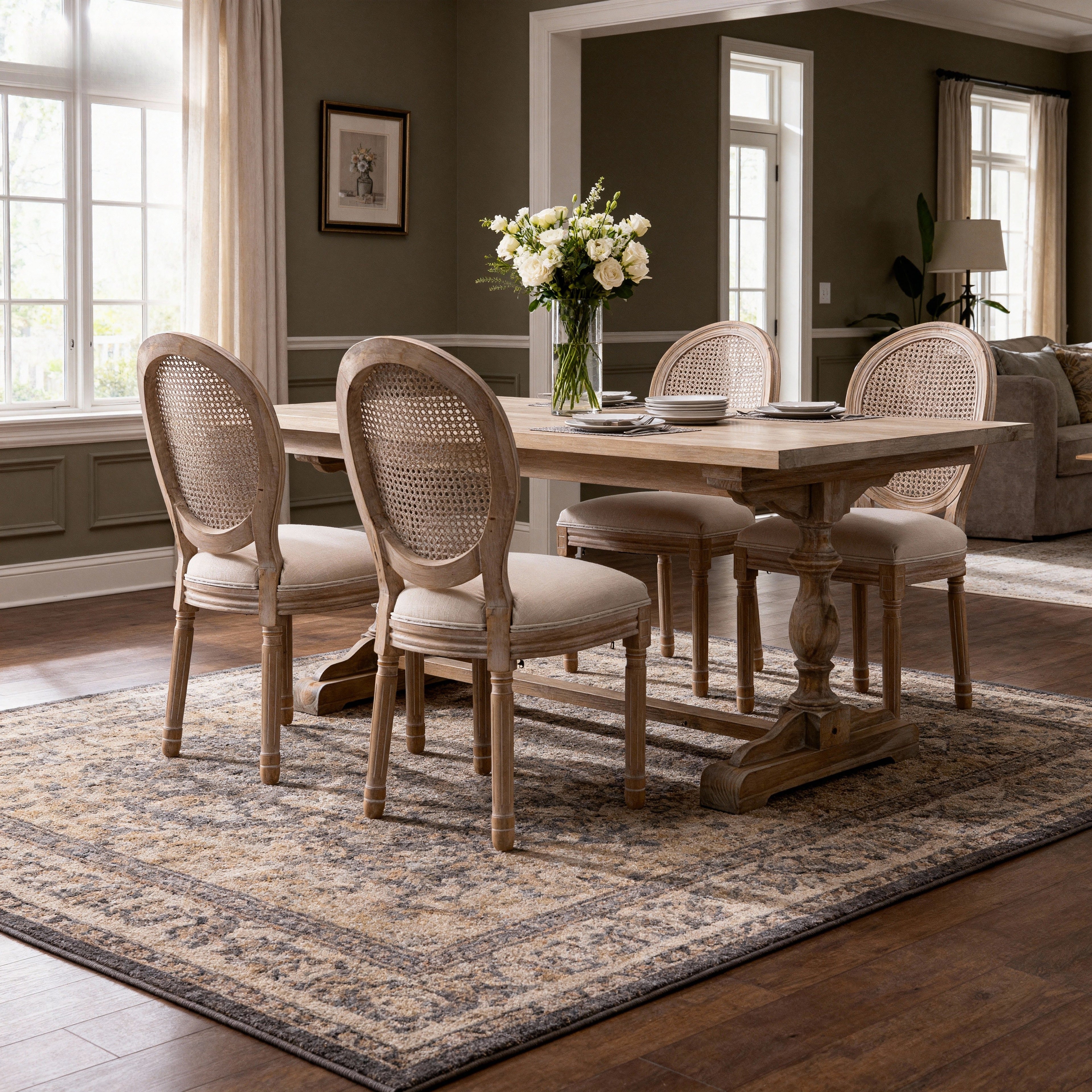 French Style Solid Wood Frame Seating for Dining