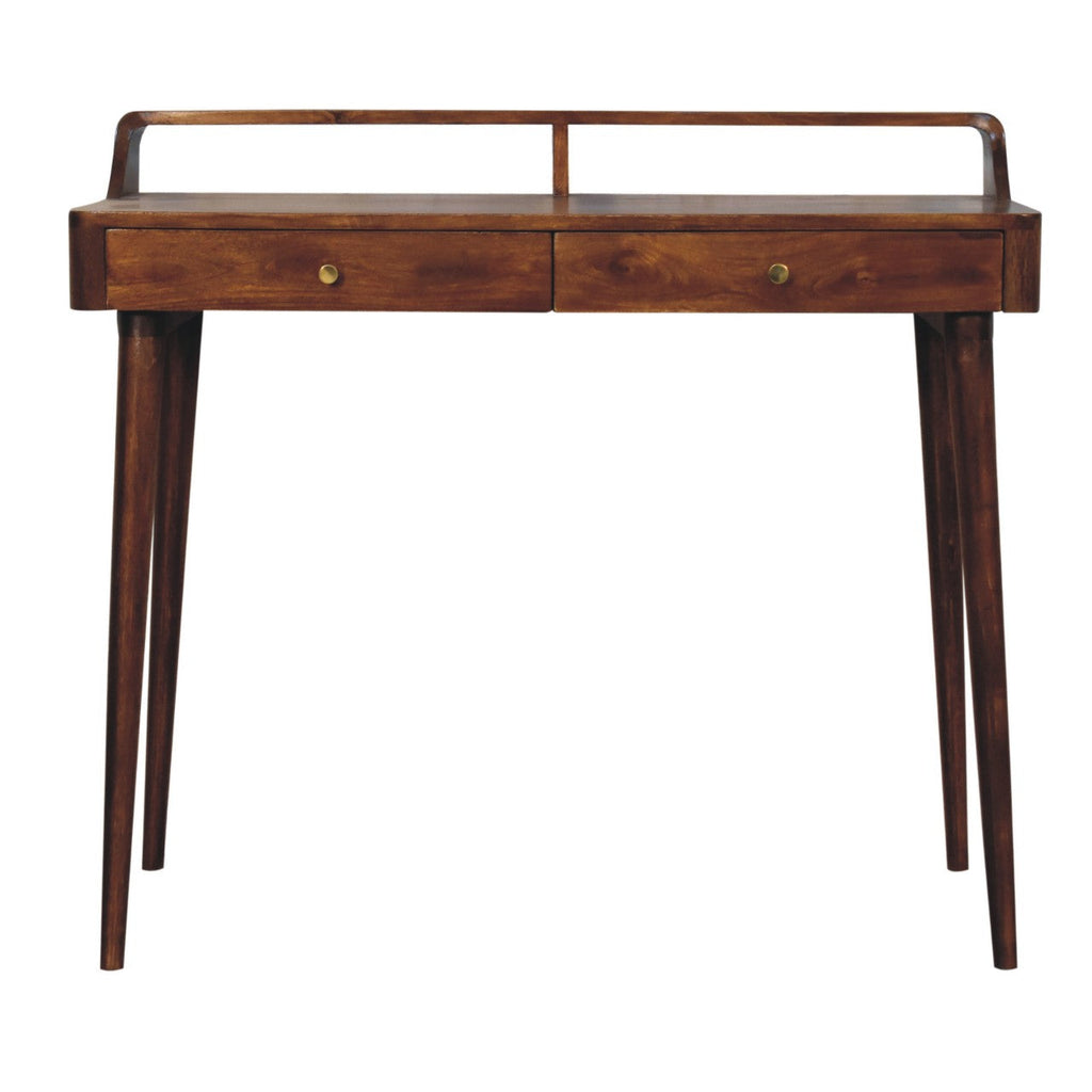 Elevated Chestnut Console Table, 2-Drawers, Nordic Legs