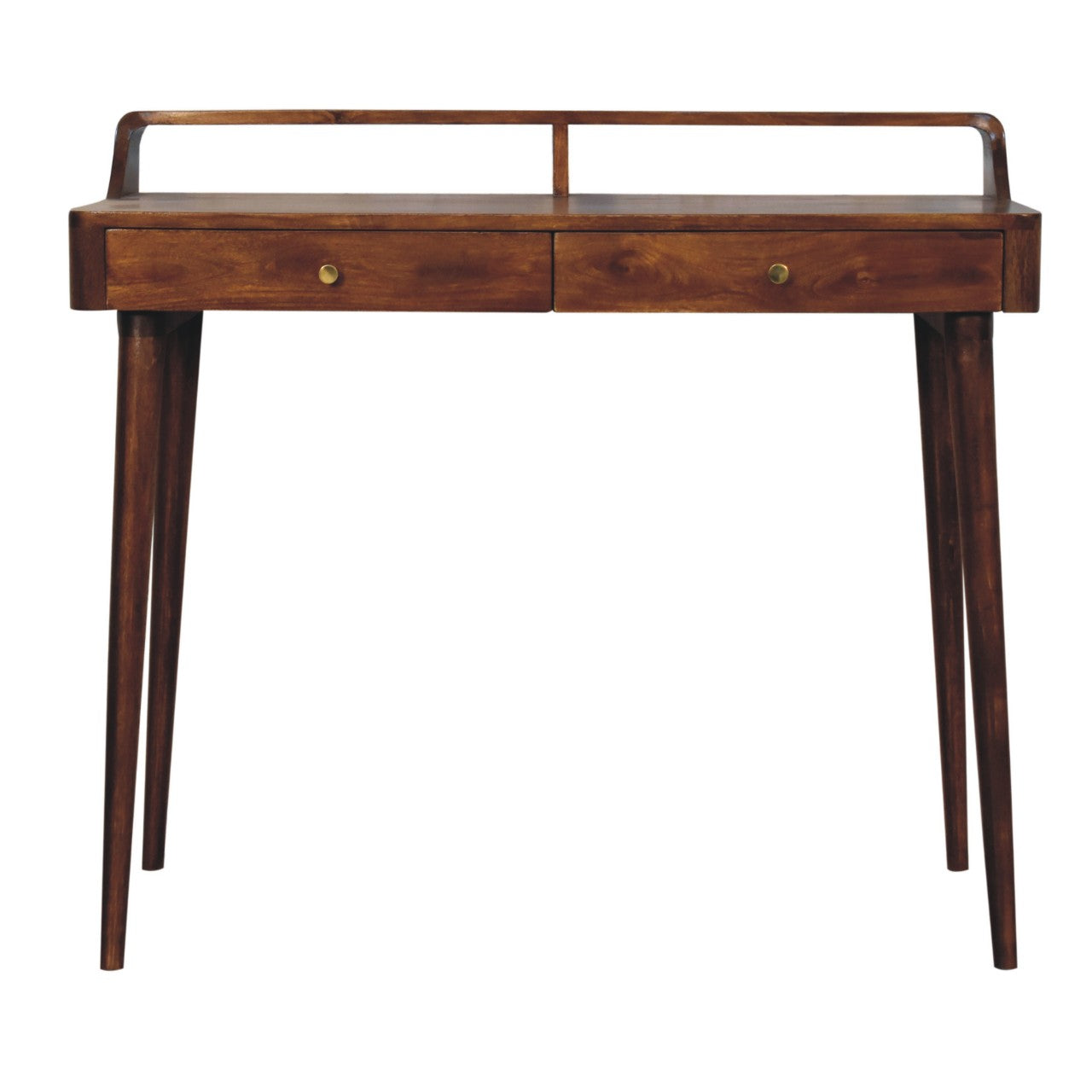 Elevated Chestnut Console Table, 2-Drawers, Nordic Legs