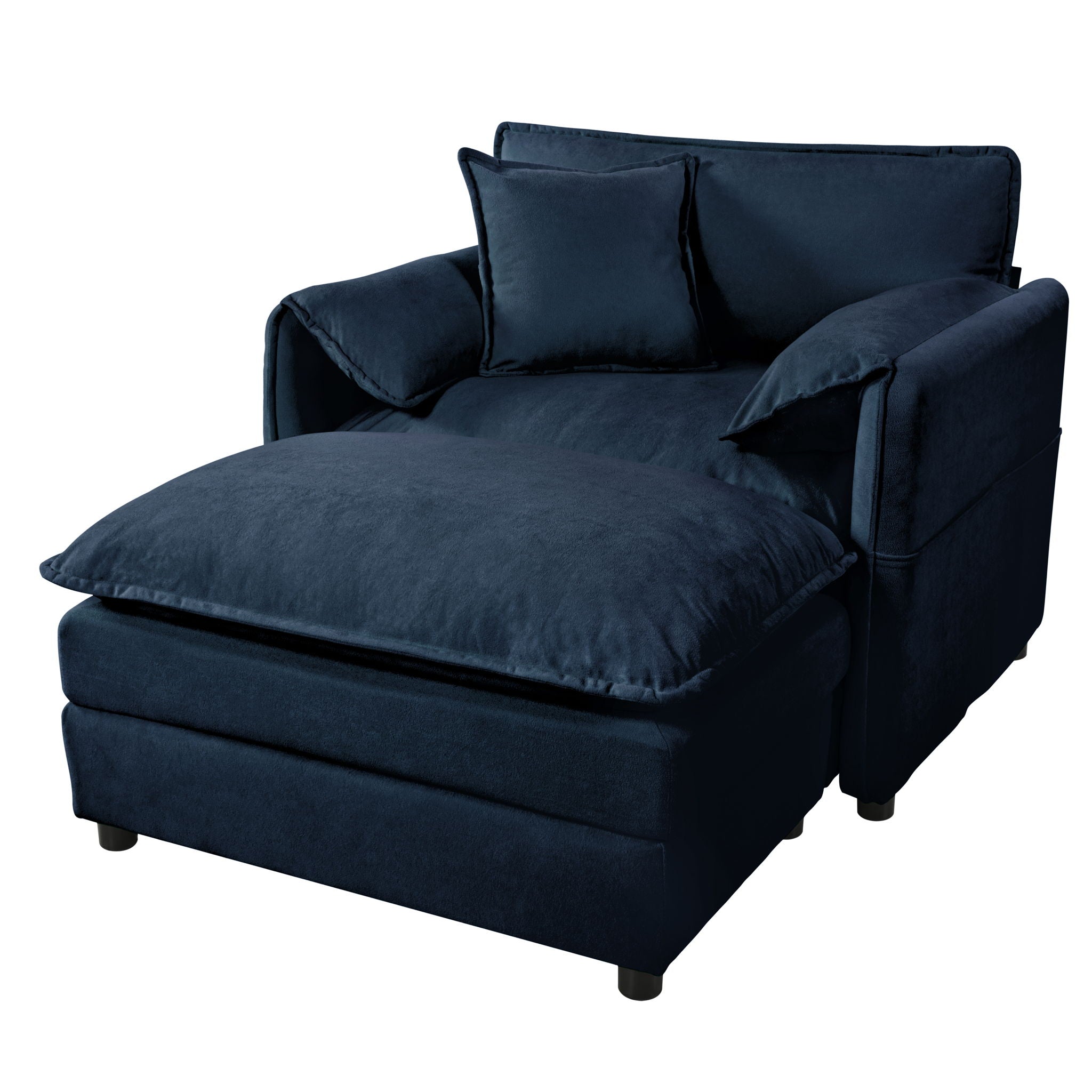 Oversized Chair With Movable Ottoman, Soft Upholstered Lounge Chair