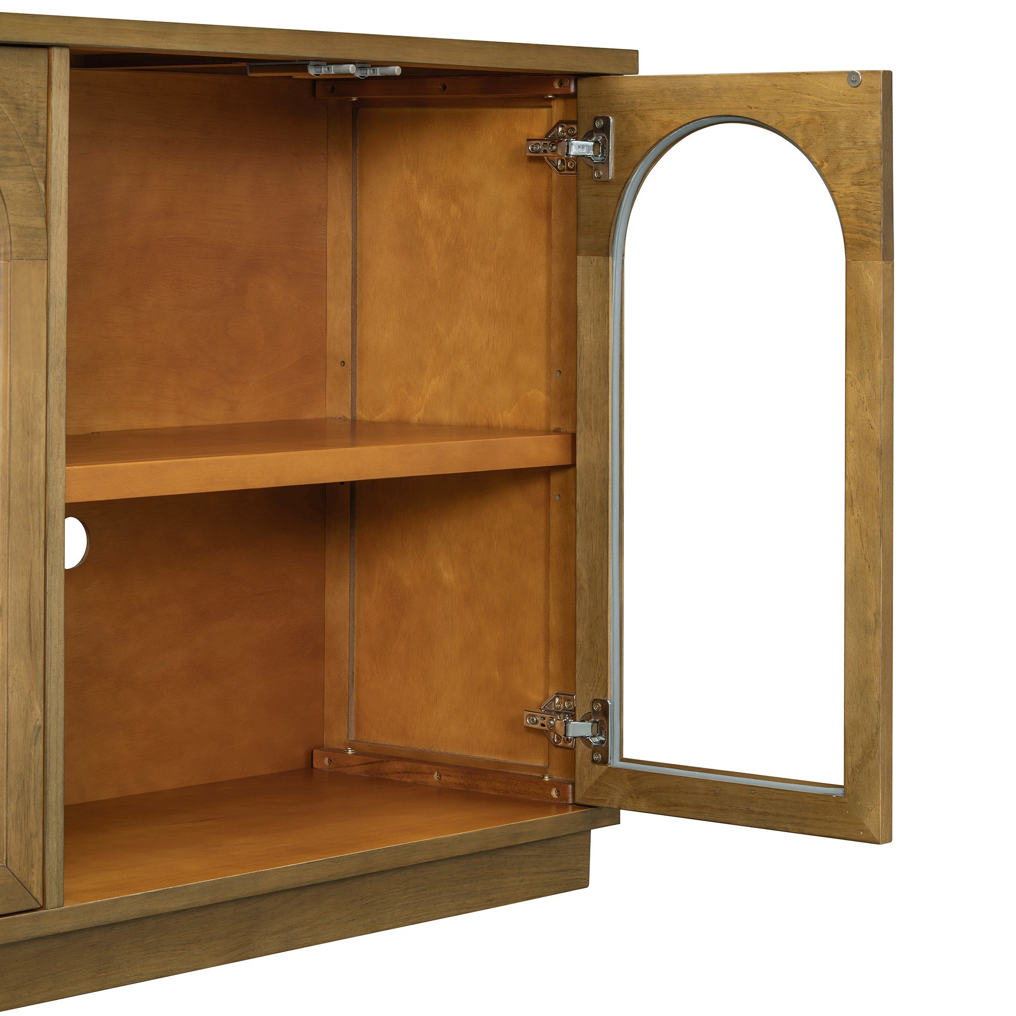 TREXM 4-Door Large Storage Buffet Cabinet with Glass Doors