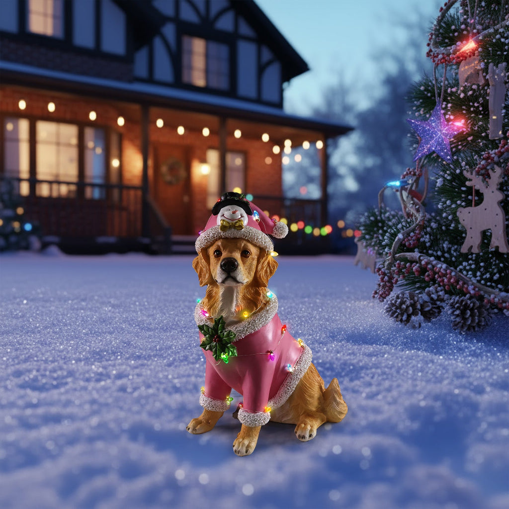 Christmas Golden Retriever Statue