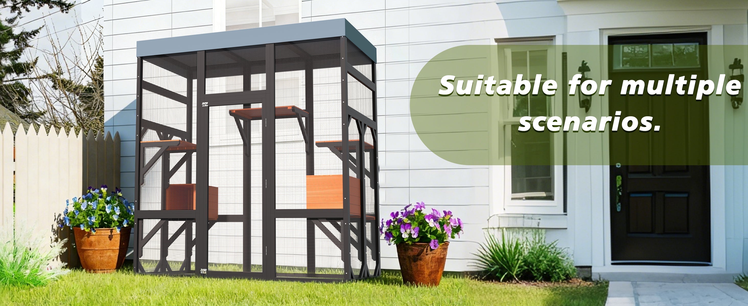 62.6" Solid Wood Pet Enclosure