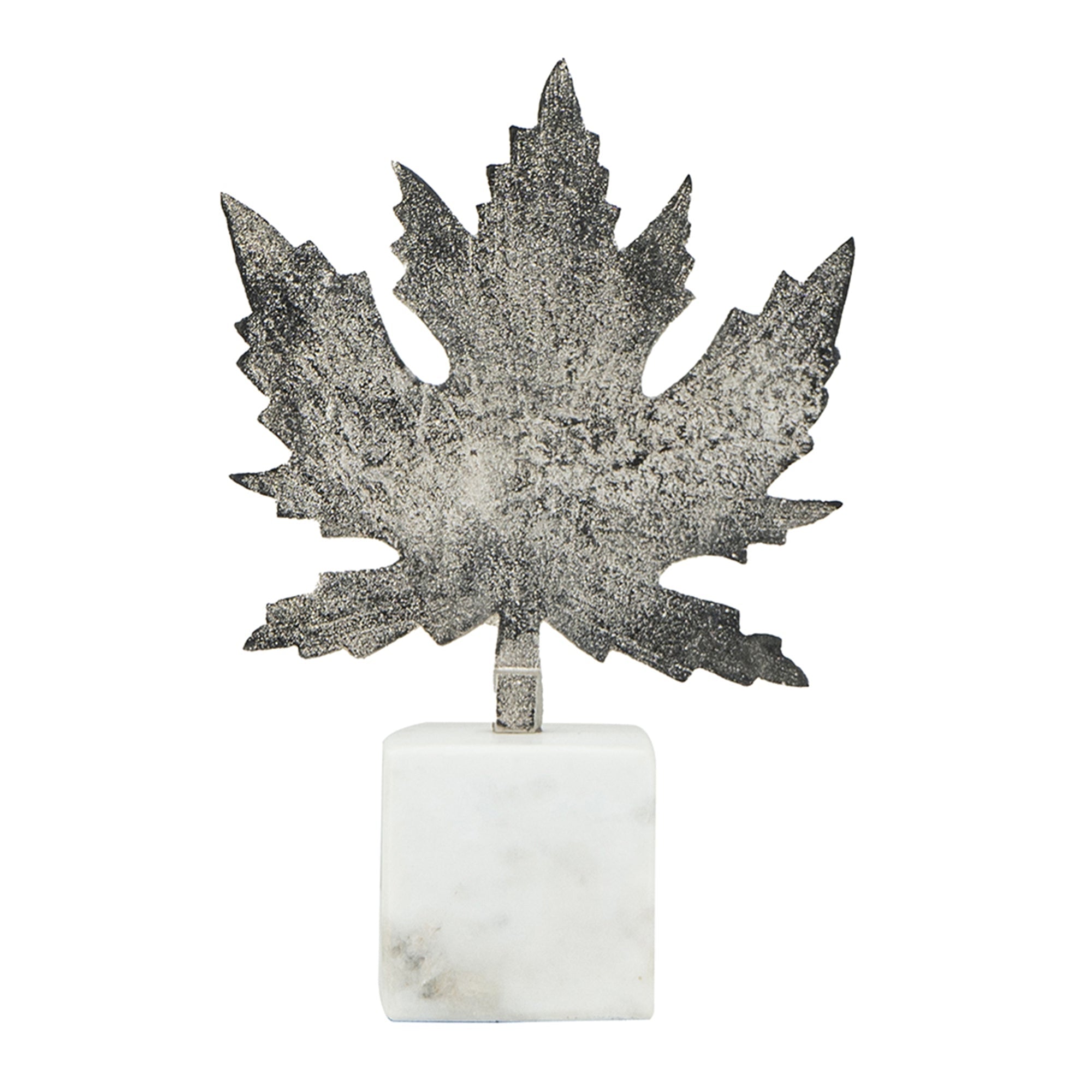 Aluminum Leaf Sculpture with Marble Base