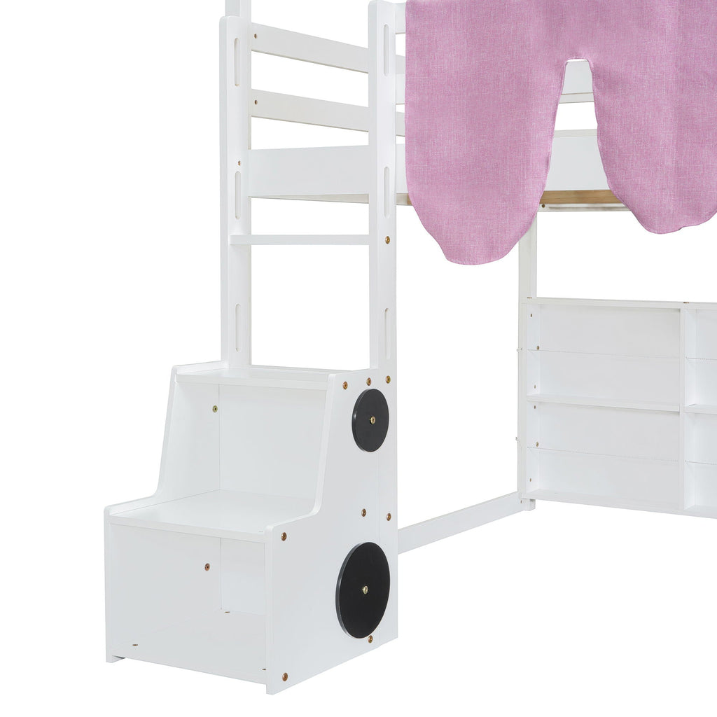 Loft Bed With House Shaped Frame And Tent
