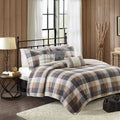 6 Piece Printed Herringbone Quilt Set with Throw Pillows
