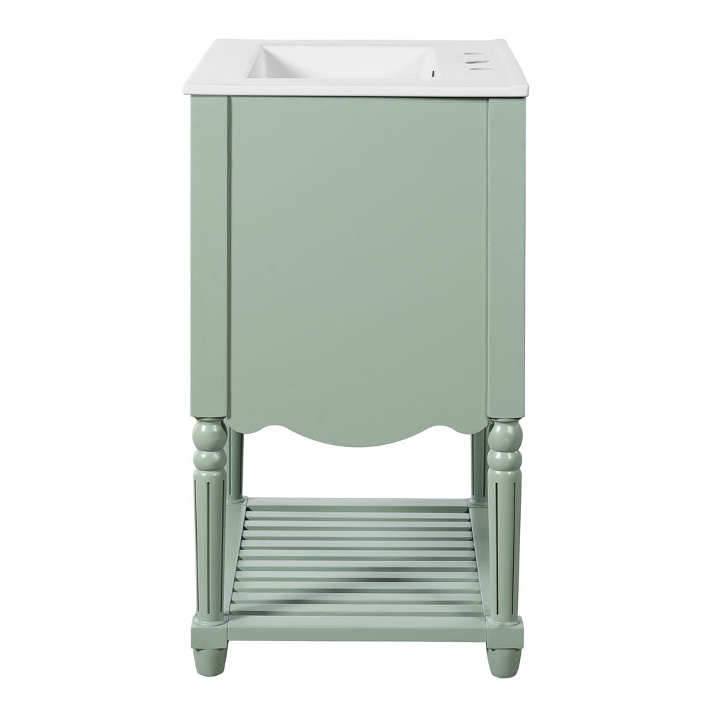 Wave Design Bathroom Vanity With Sink, 2 Drawers And Open Shelf