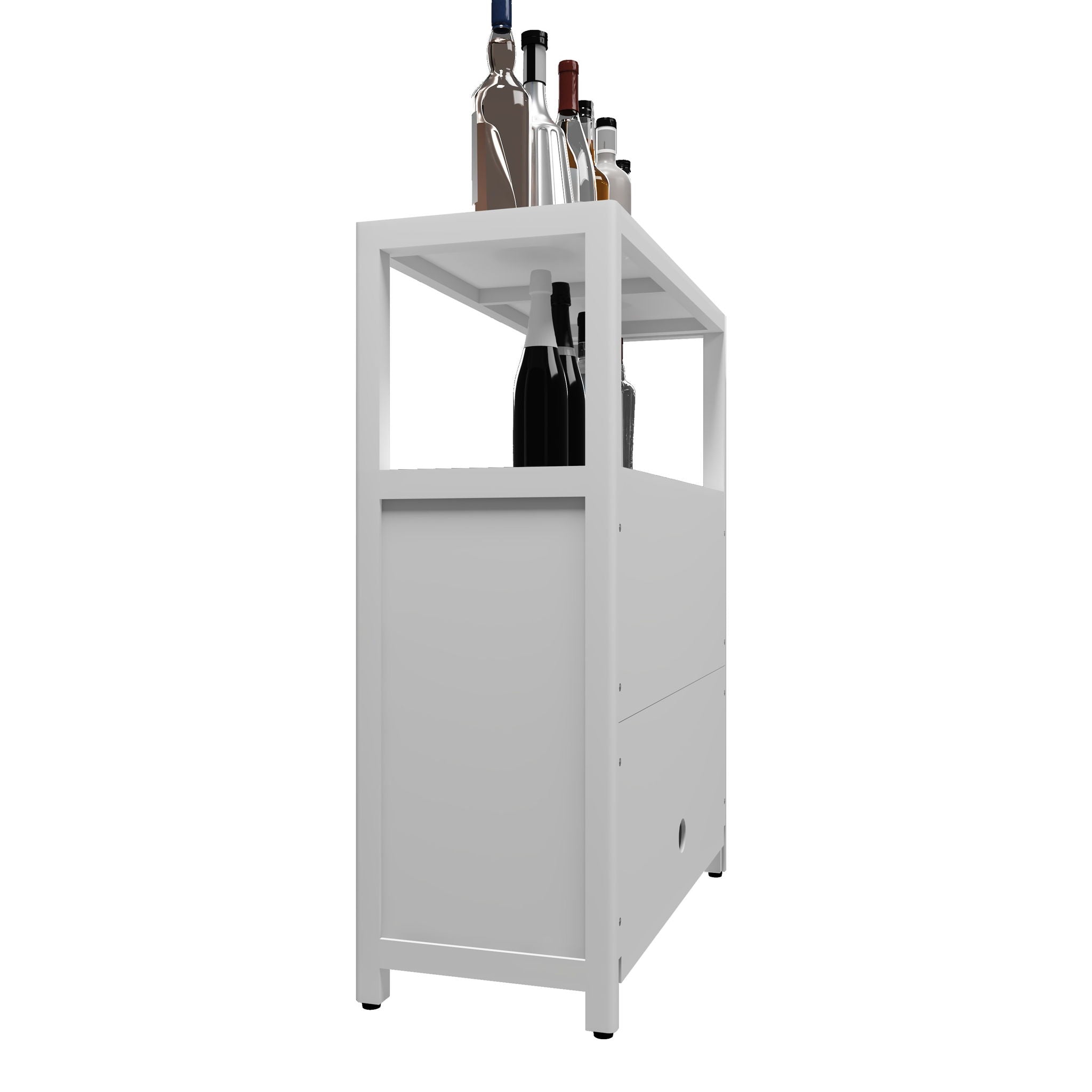 Bamboo Large Capacity Storage Cabinet With Shelves For Bathroom And Living Room - White