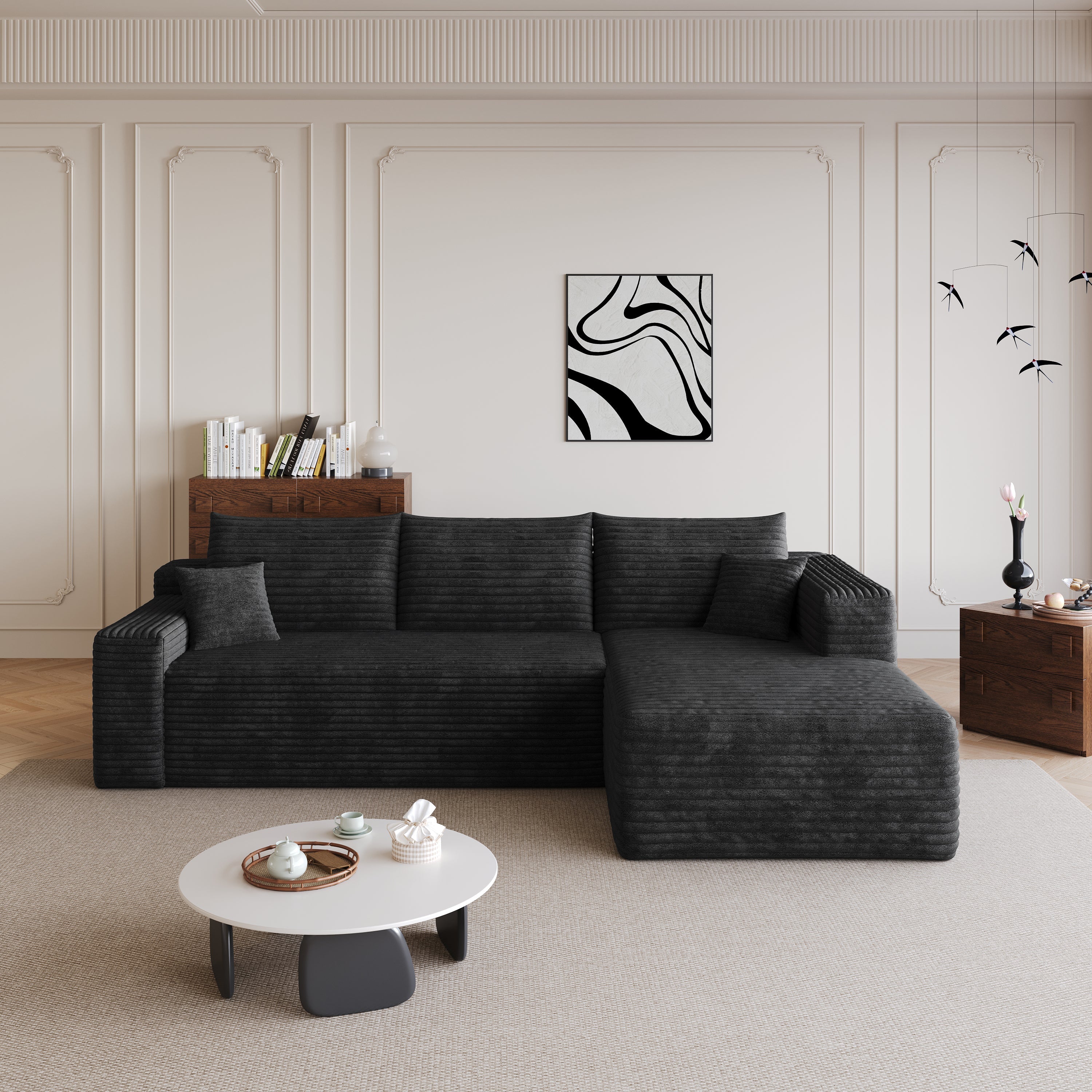 95" Cloud Sectional Sofa, Modern Minimalist Upholstered Couch