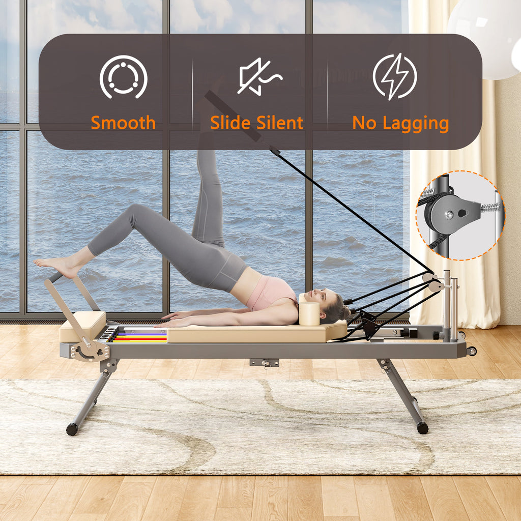 Foldable Pilates Reformer Machine for Home Gym