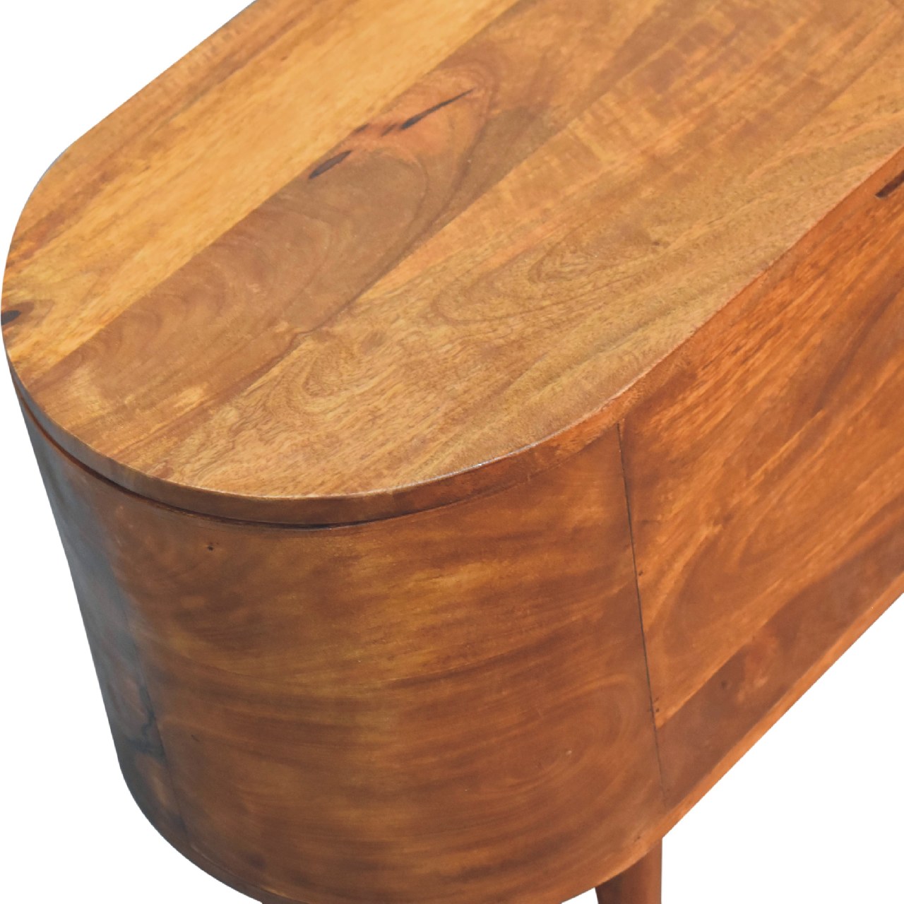Solid Wood Chestnut Rounded Lid-Up Blanket Box