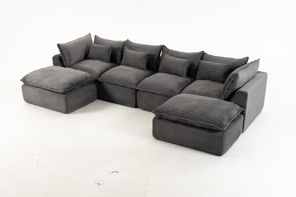 129.8" Width Cloud Couch Oversized Modular Sectional Sofa