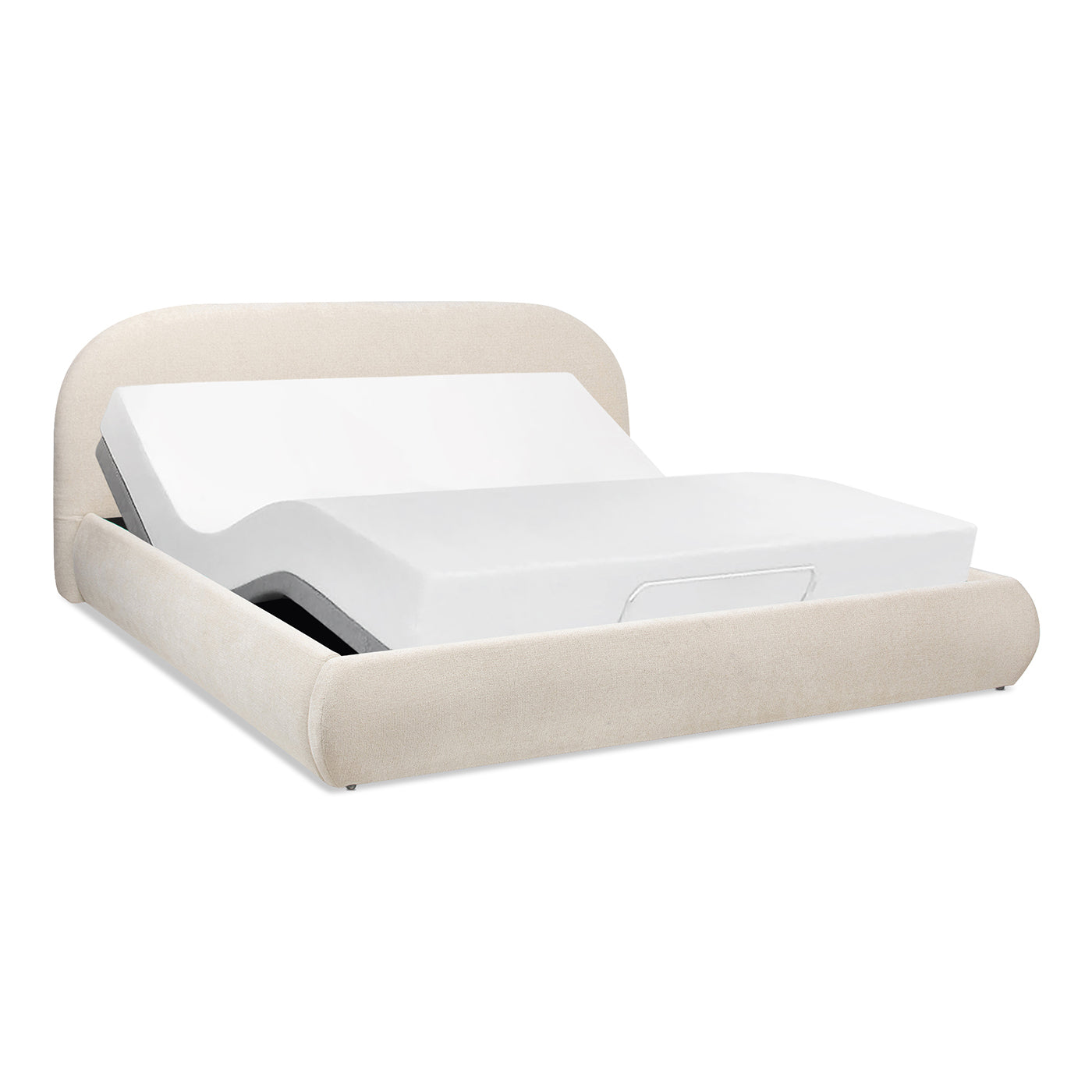Archie Puffy Grounded Upholstered Platform Bed - Oatmeal Light