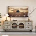 60" Farmhouse TV Stand with 4 Drawers & 2 Glass Doors