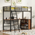 Loft Bed & 3 Layers Of Shelves And L-Shaped Desk