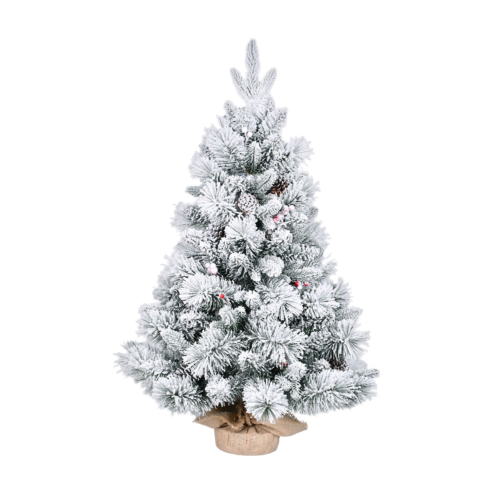 3FT Flocked Christmas Tree with PE/PVC & Pine Needle Branches