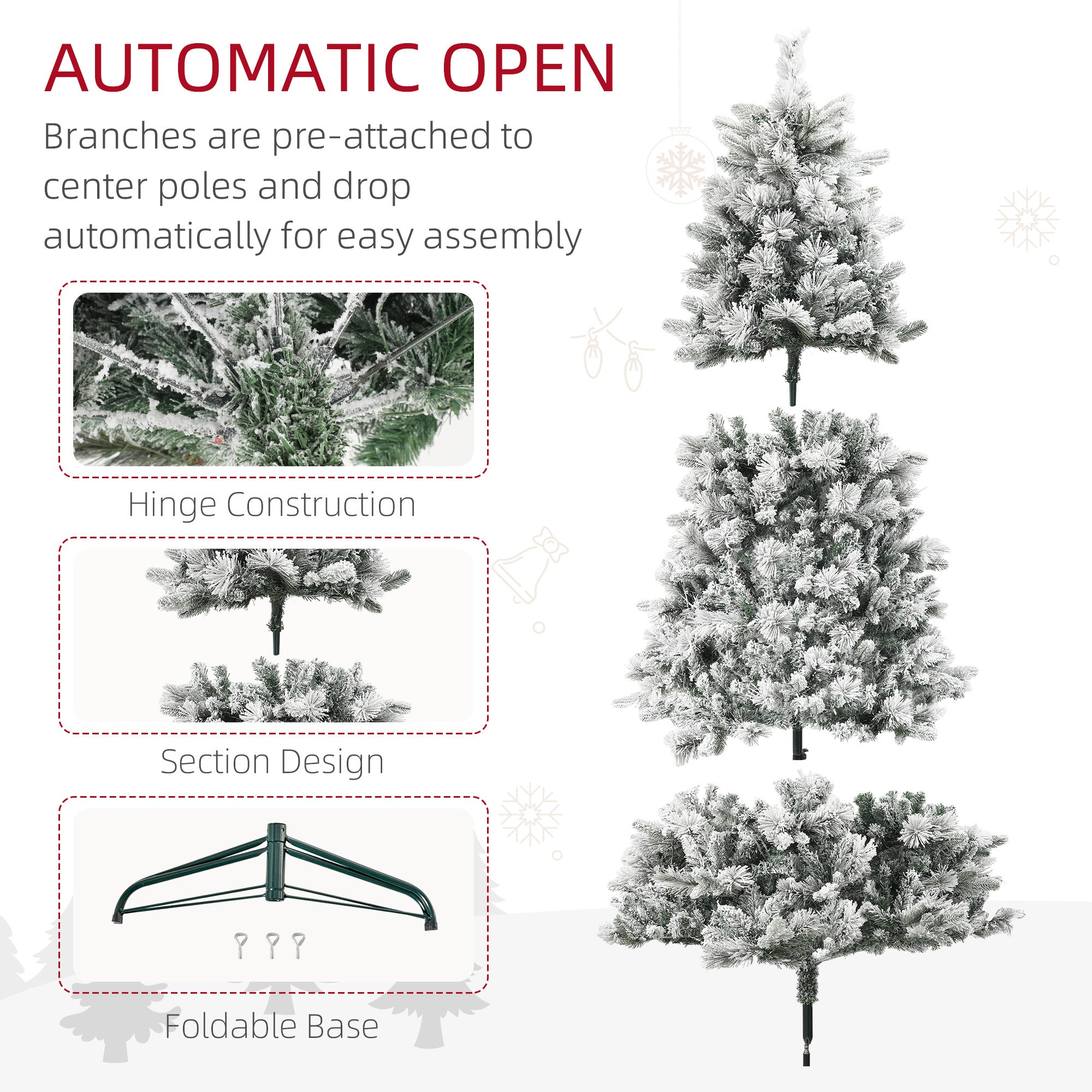 HOMCOM 7.5 ft Pre-Lit Artificial Christmas Tree