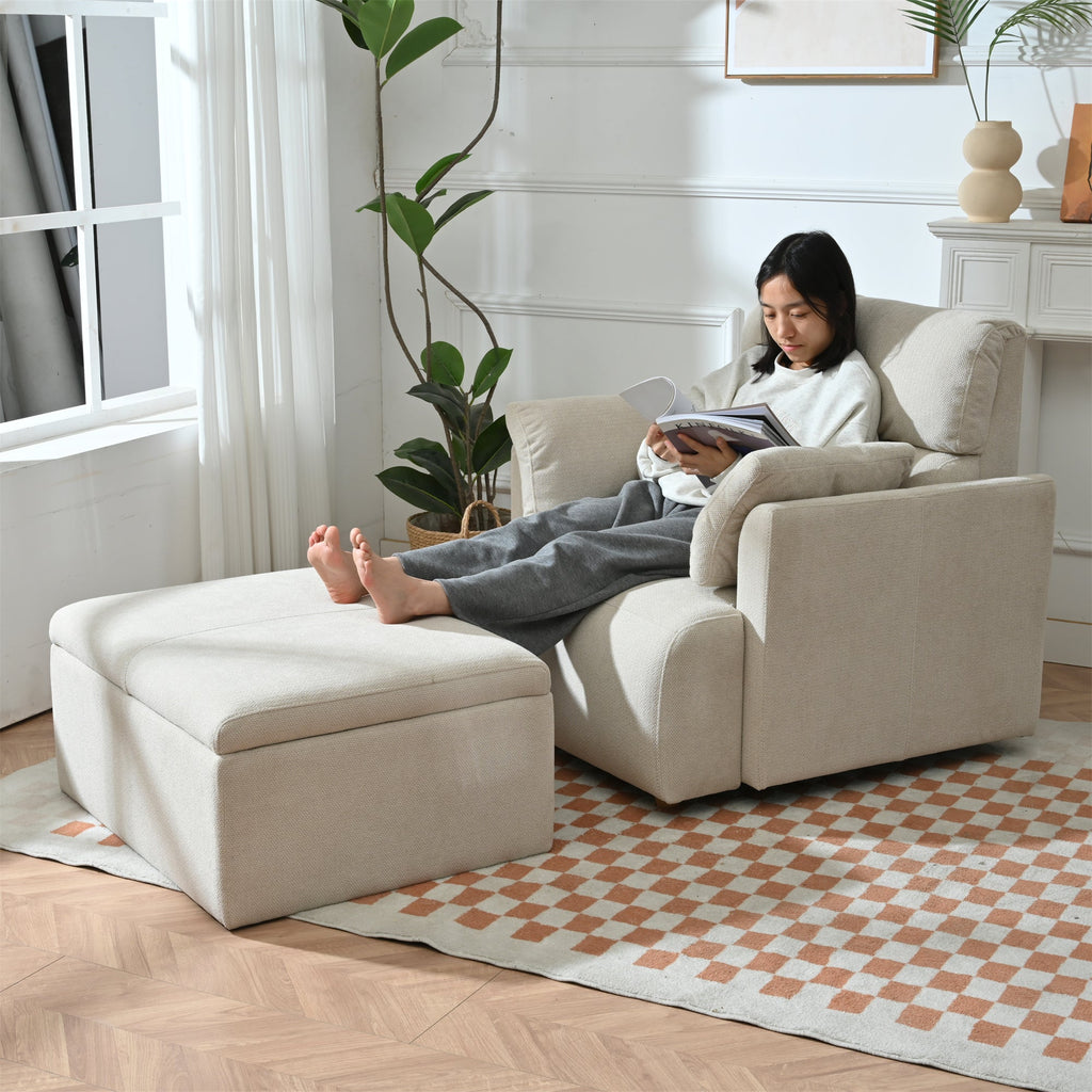 Oversized Chair with Storage Ottoman