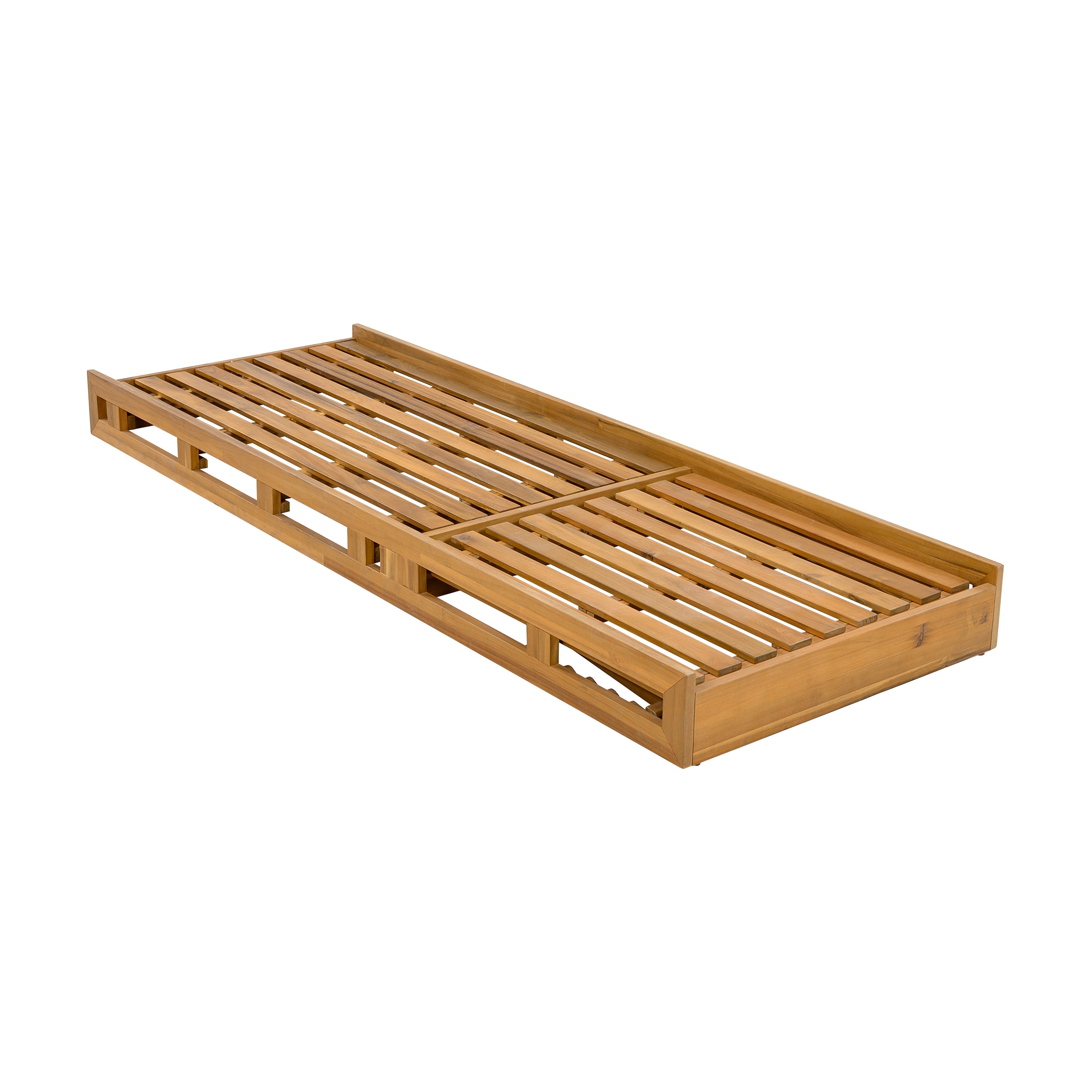 Acacia Wood Adjustable Lounge Chair, Teak Finish