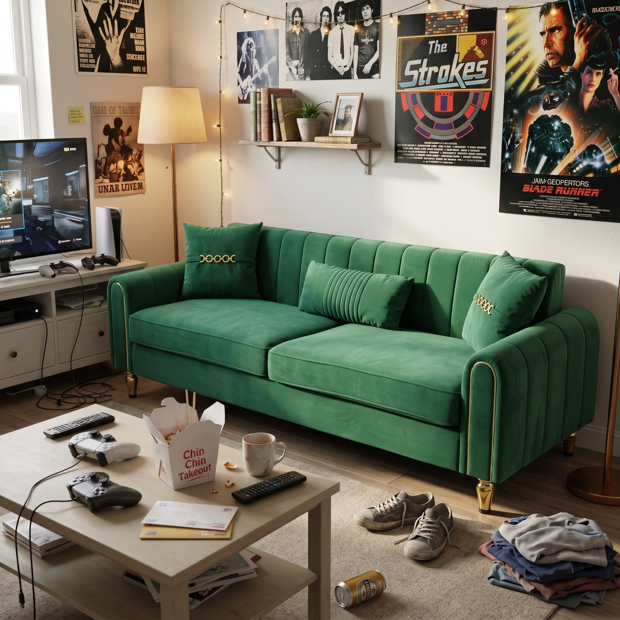 Contemporary Upholstered Sofa Couch - 87.4 Inches