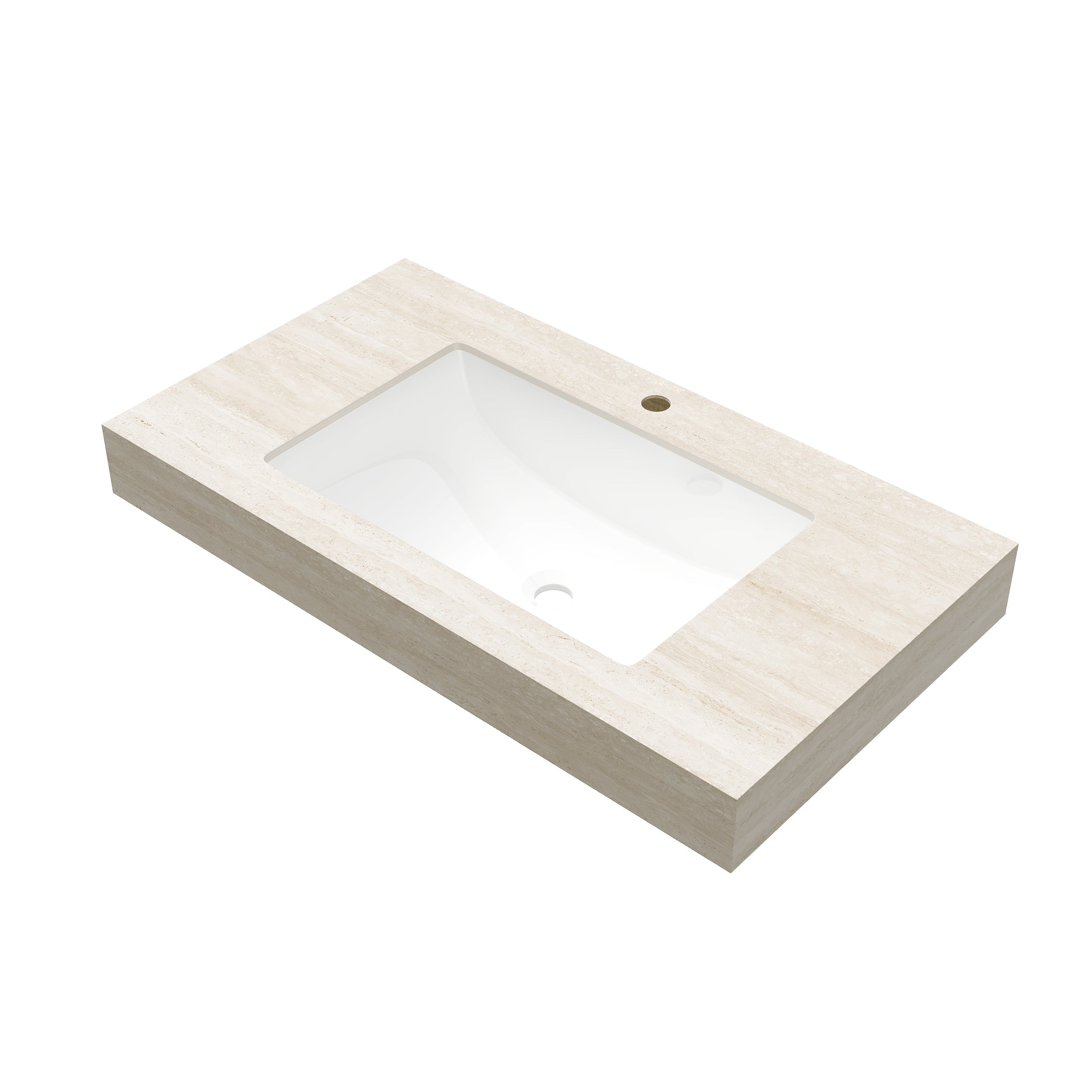 36" Roma Travertine-Pattern Sintered Stone Countertop with Undermount Ceramic Basin