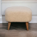 Solid Wood Boucle Upholstered Square Footstool