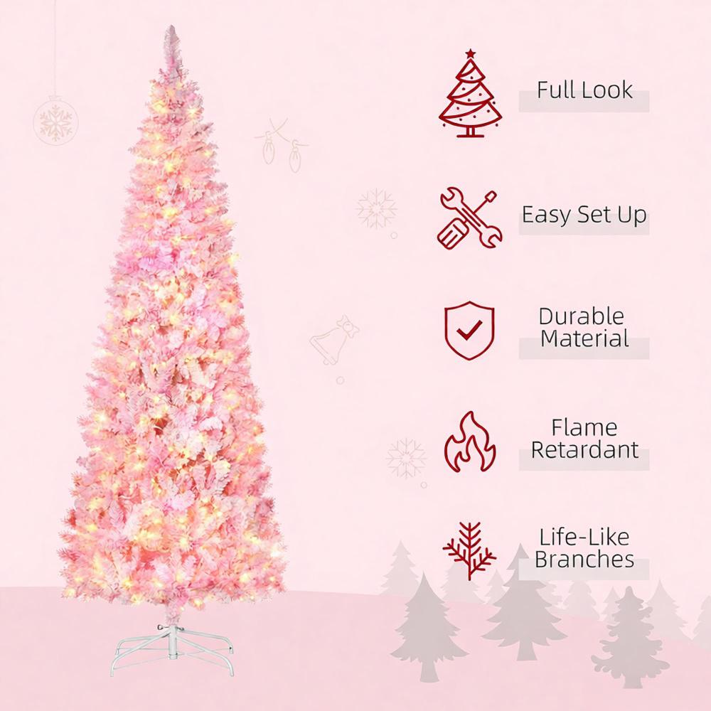 Snow Flocked Pencil Shape Artificial Christmas Tree