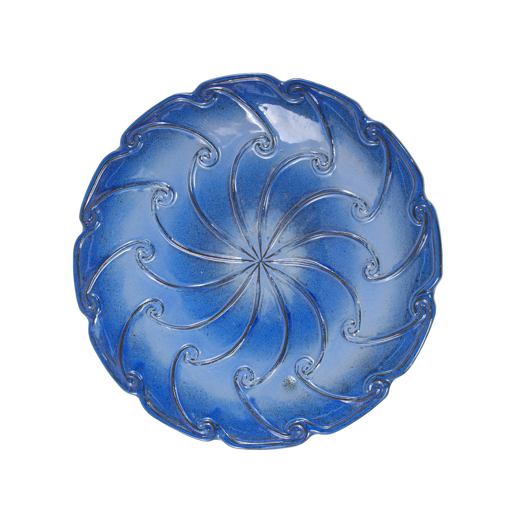 Handmade Glazed Ceramic Bird Bath, Sapphire