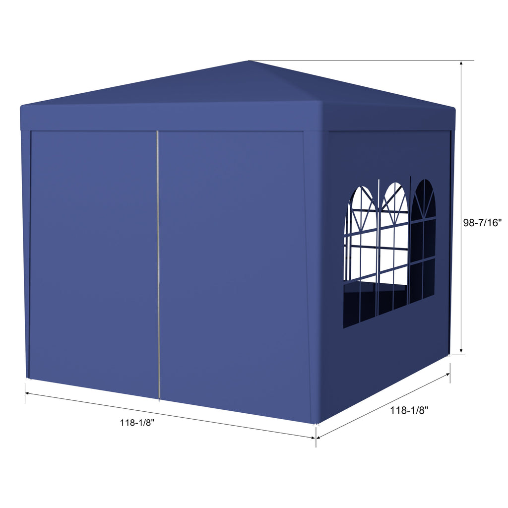 10'x10' Party Tent Outdoor Heavy Duty Gazebo Wedding Canopy with 4 Removable Walls, Blue