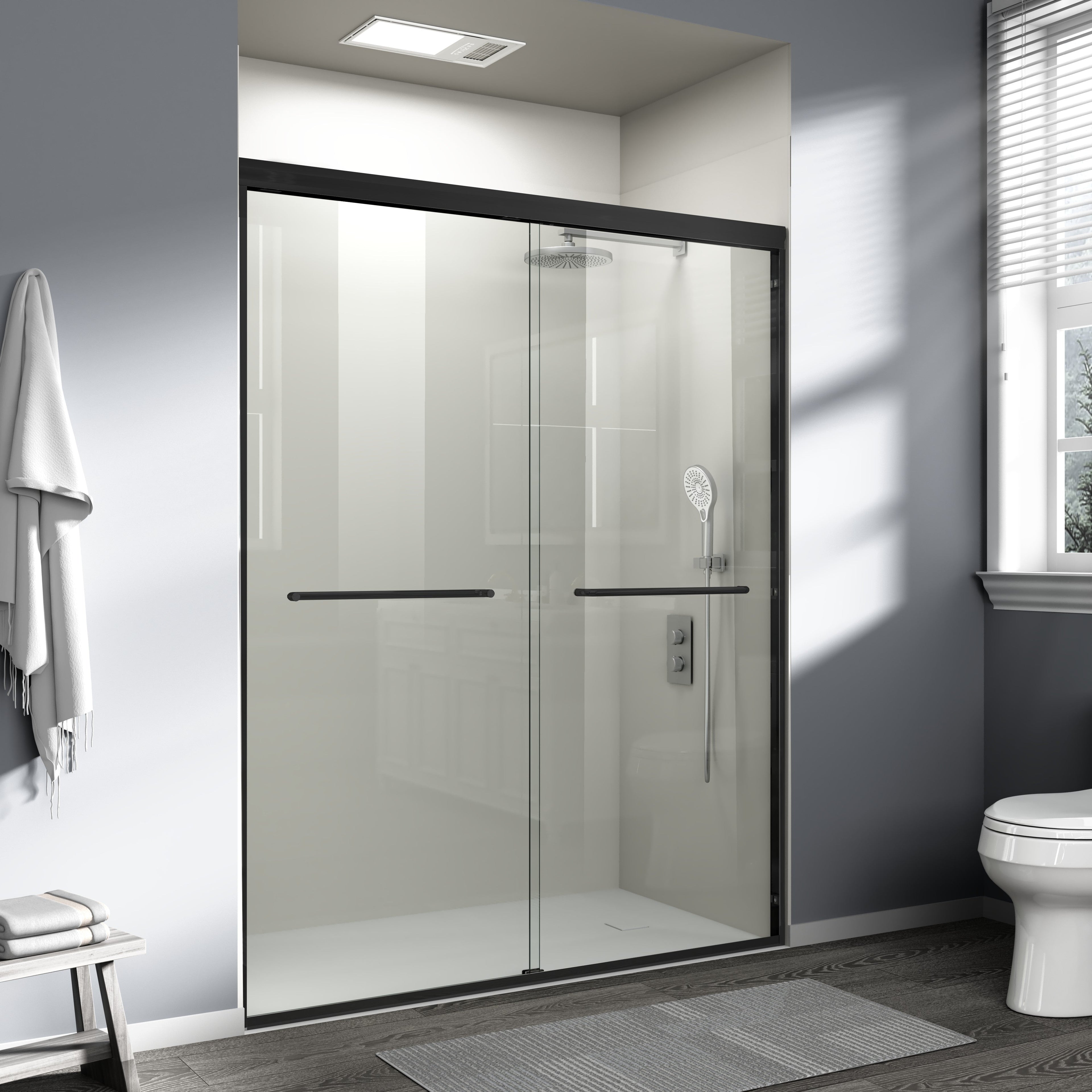 56-60 in. W x 72 in. H Double Sliding Shower Door, Semi-Frameless