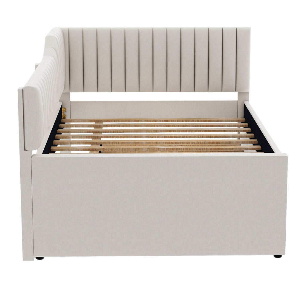 Upholstered Daybed With Trundle And 3 Drawers