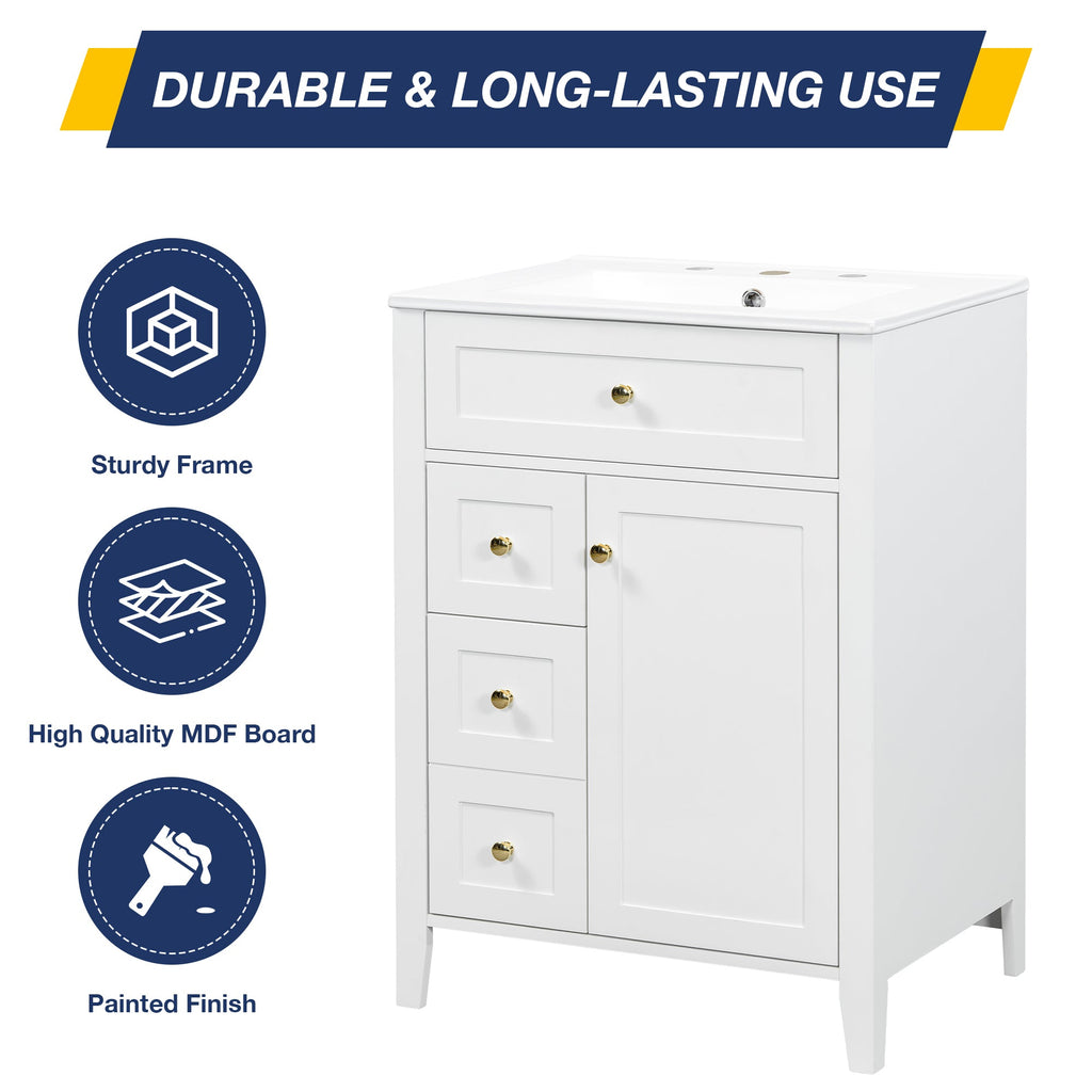 24" Modern Bathroom Vanity with Ceramic Sink