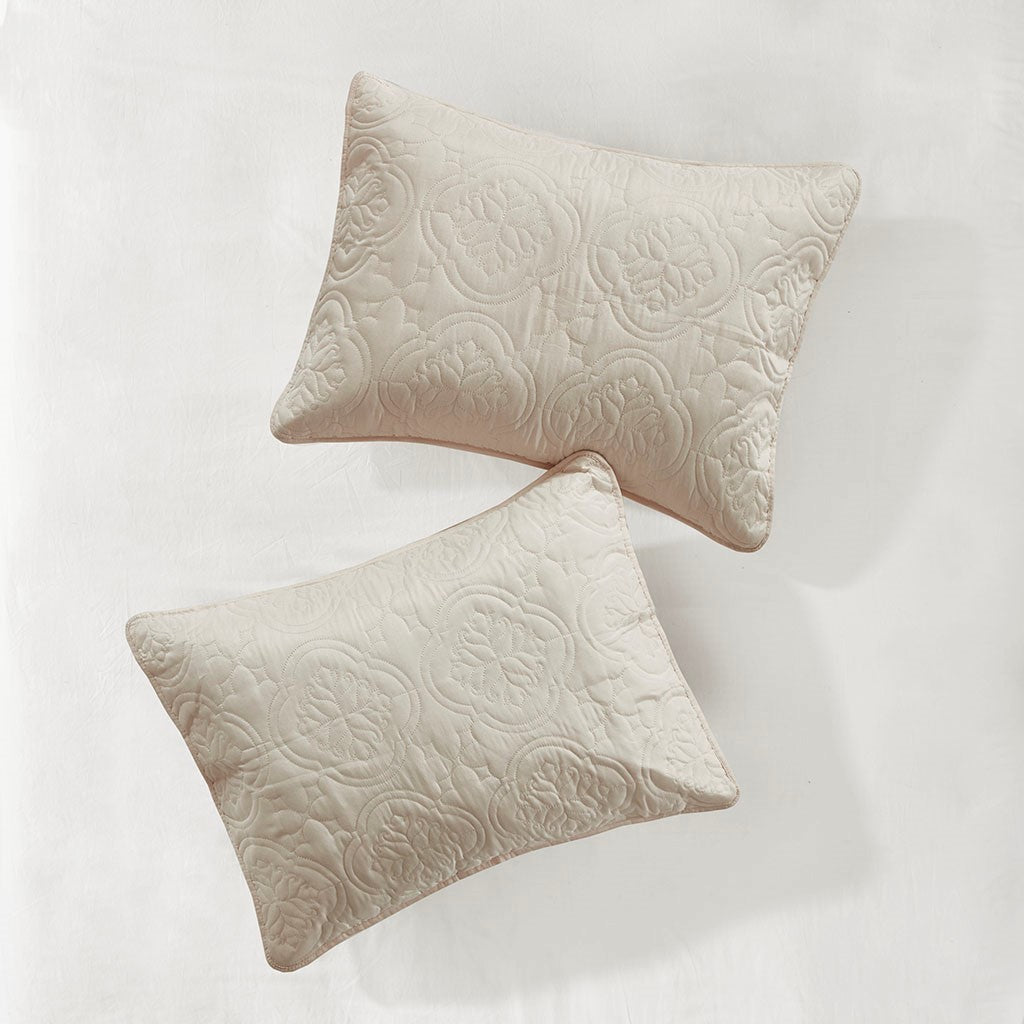 3 Piece Reversible Bedspread Set Cream Full/Queen