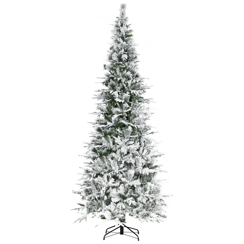 HOMCOM 9' Unlit Snow Flocked Pine Artificial Christmas Tree
