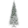 HOMCOM 9' Unlit Snow Flocked Pine Artificial Christmas Tree