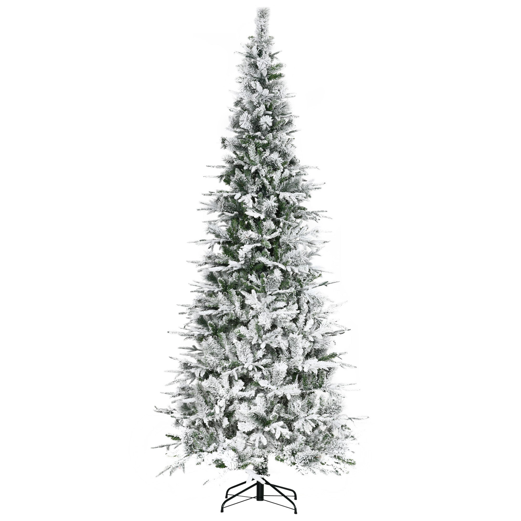 HOMCOM 9' Unlit Snow Flocked Pine Artificial Christmas Tree