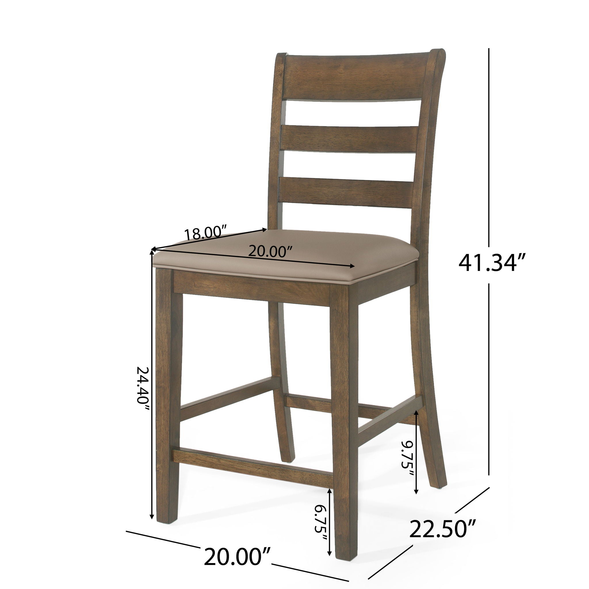 Farmhouse Upholstered Wood Counter Stools
