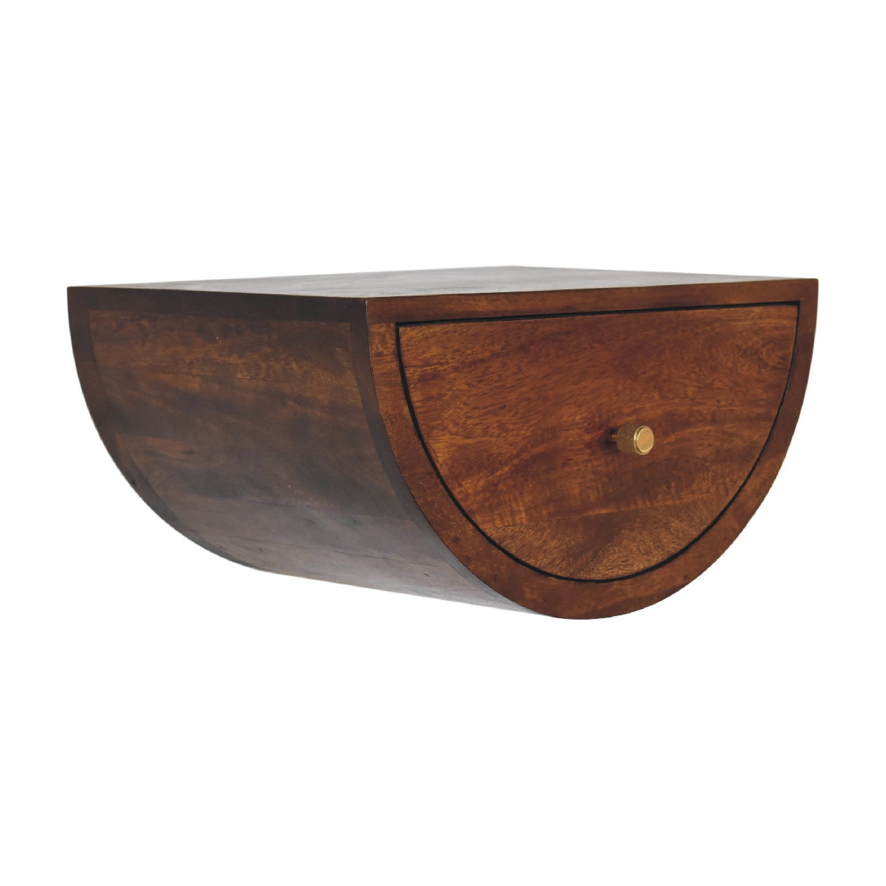 Solid Wood Chestnut Crescent Floating Nightstand