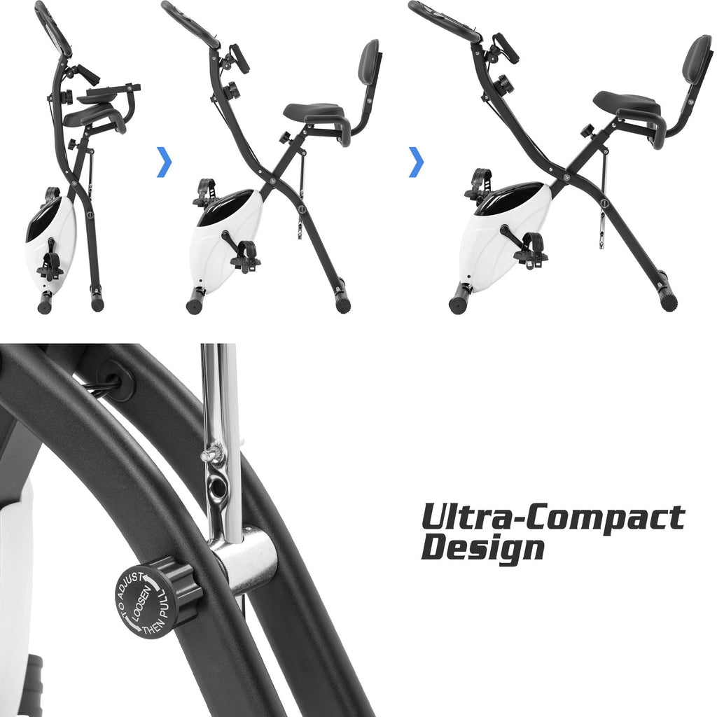 Exercise Bike Folding Stationary Bikes For Home With 16 Level Magnetic Resistance